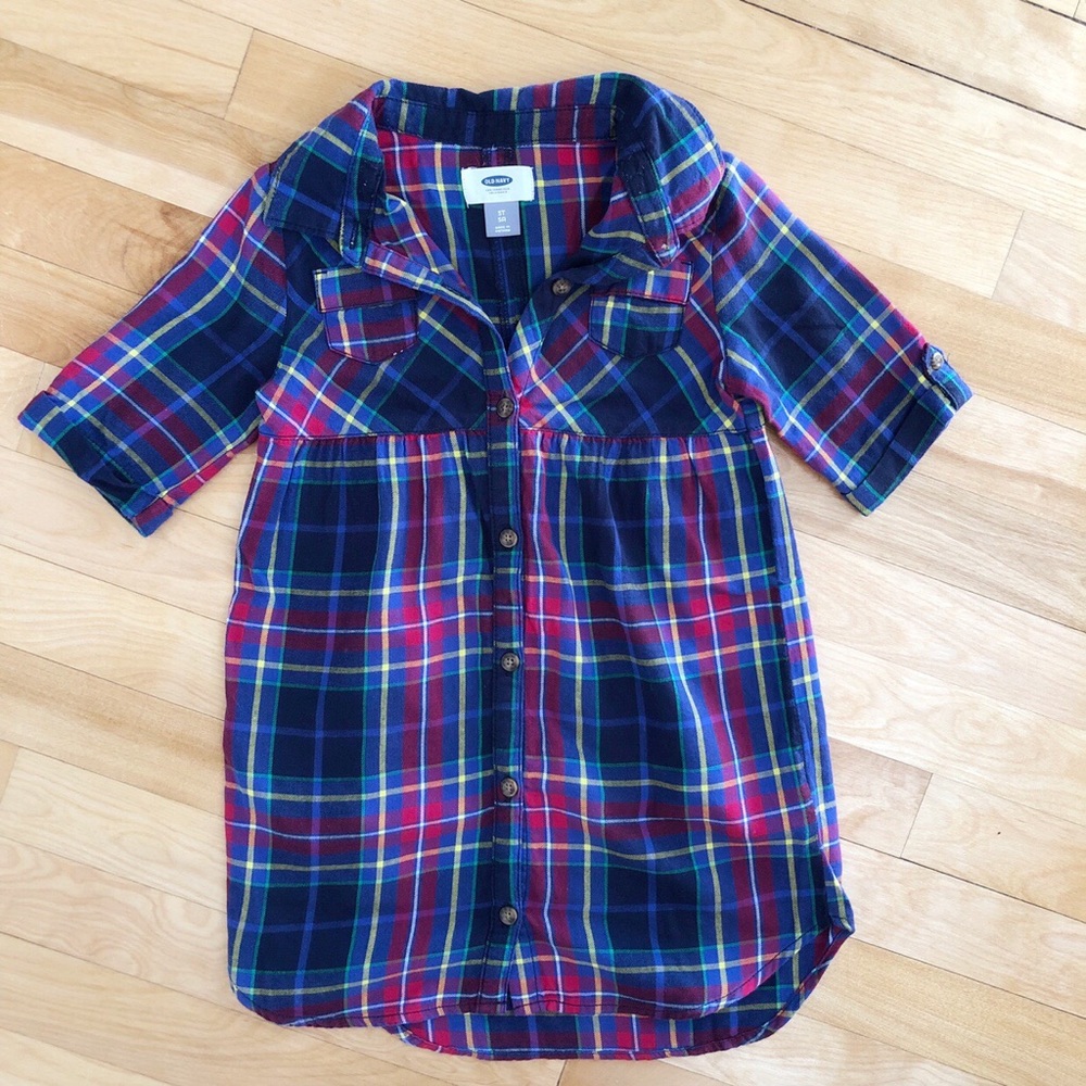 Old Navy Plaid Flannel Shirt Dress - 5T